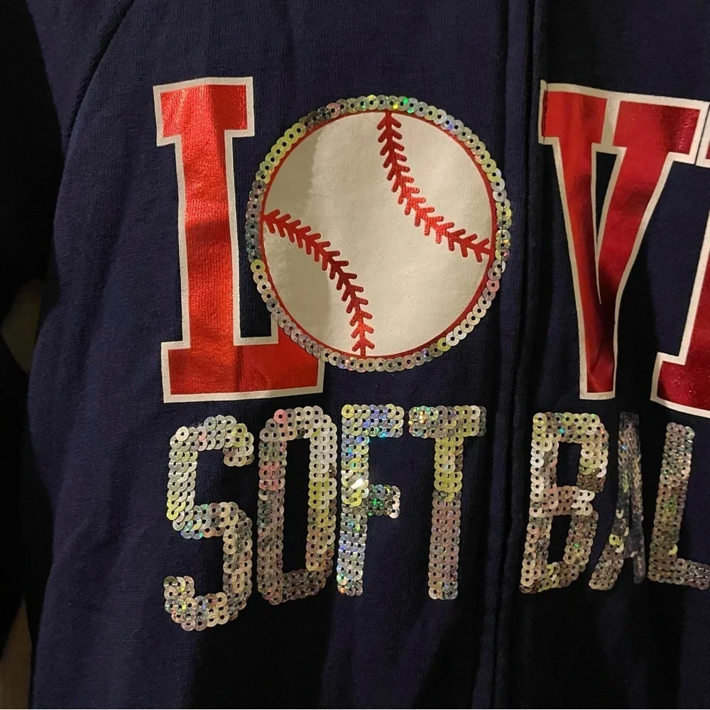 JUSTICE bling softball hoodie-size 16 like new